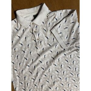 Vintage Dockers Golf Polo M Golfer All Over Print 90s Country Club Cotton Shirt